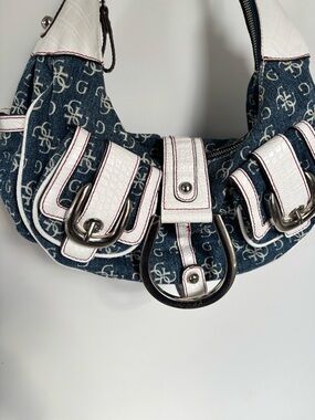 Guess Y2K Monogram Denim Shoulder Bag